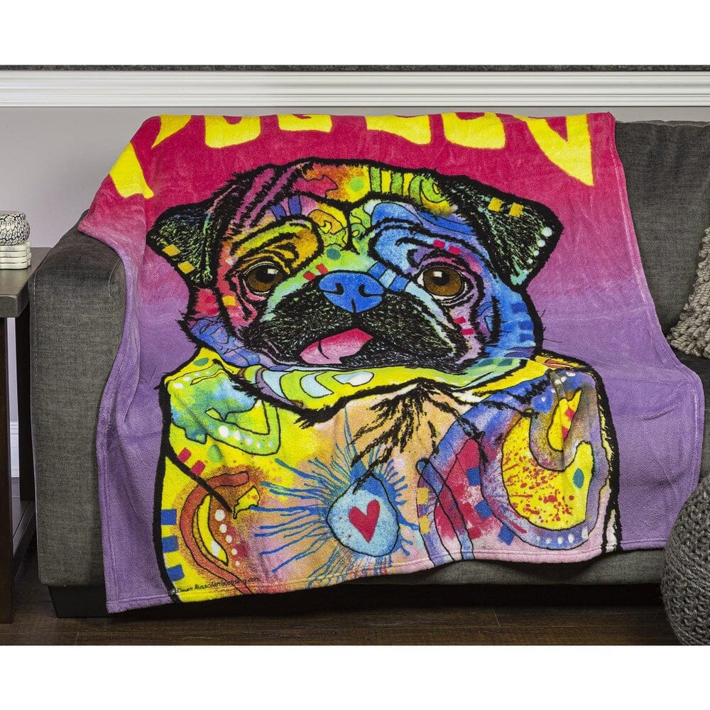 Pug Luv Super Soft Plush Fleece Throw Blanket by Dean Russo