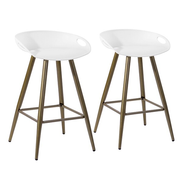 Homy Casa 24'' Plastic Seat Counter Bar Stools (Set of 2)