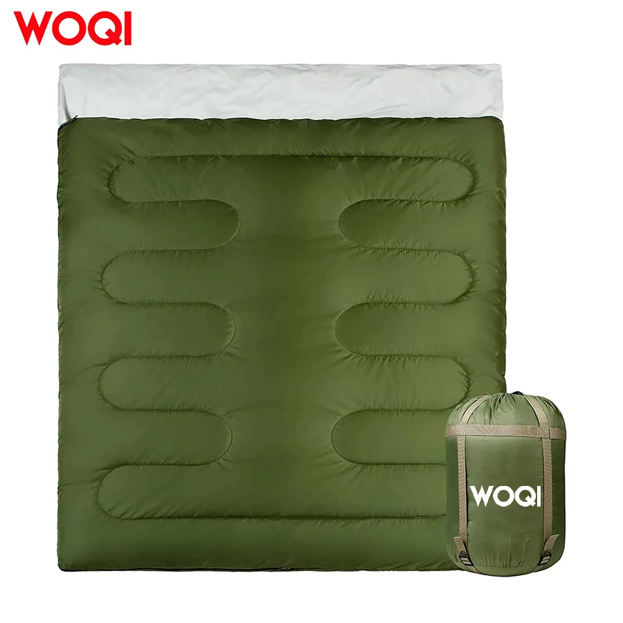 WOQI Camping Hot sale Lightweight Envelope 2 or 3 person 210T polyester Ripstop sleeping bag