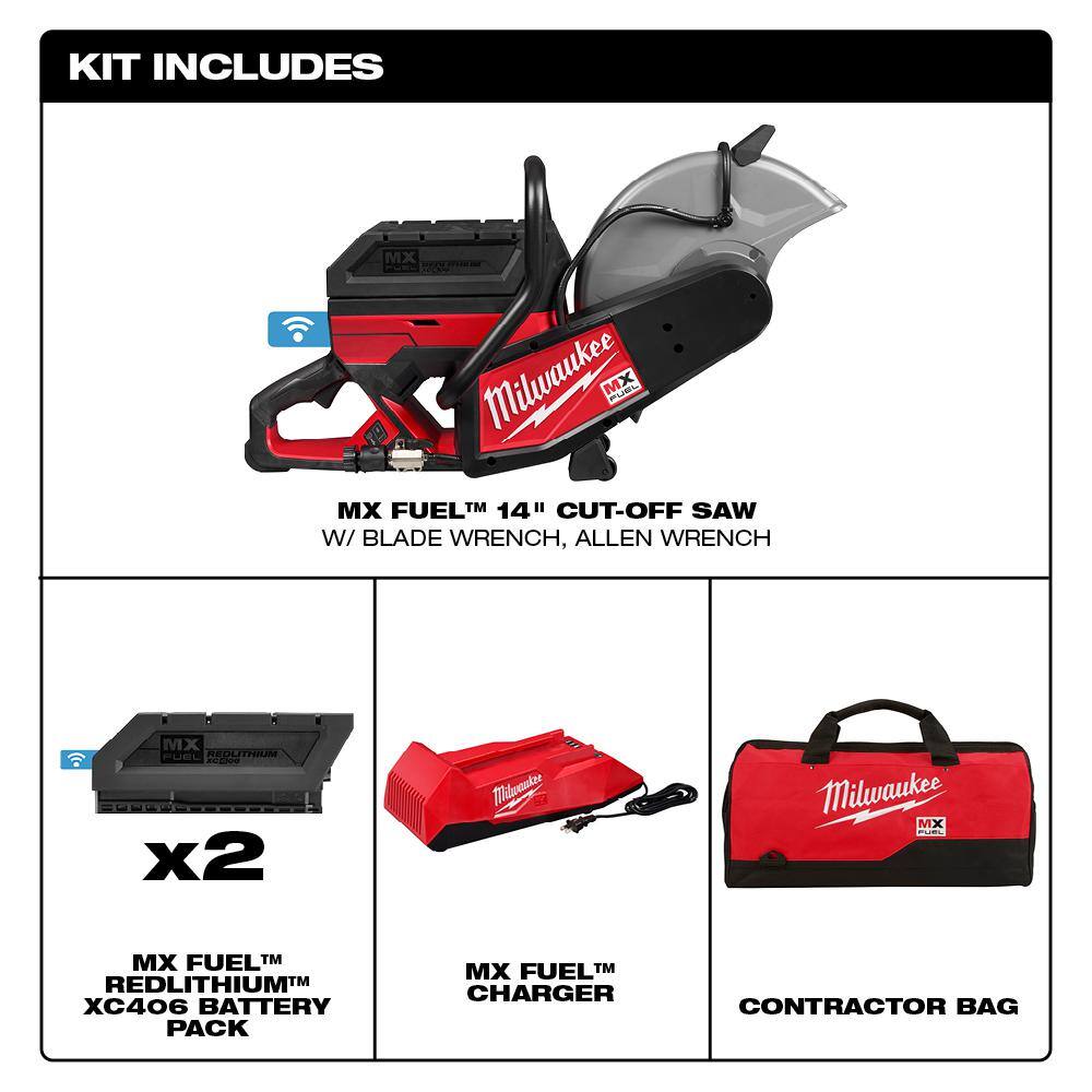 MW MX FUEL Lithium-Ion Cordless 14 in. Cut Off Saw Kit with 2 Batteries and Charger plus XC406 Battery Pack MXF314-2XC-MXFXC406