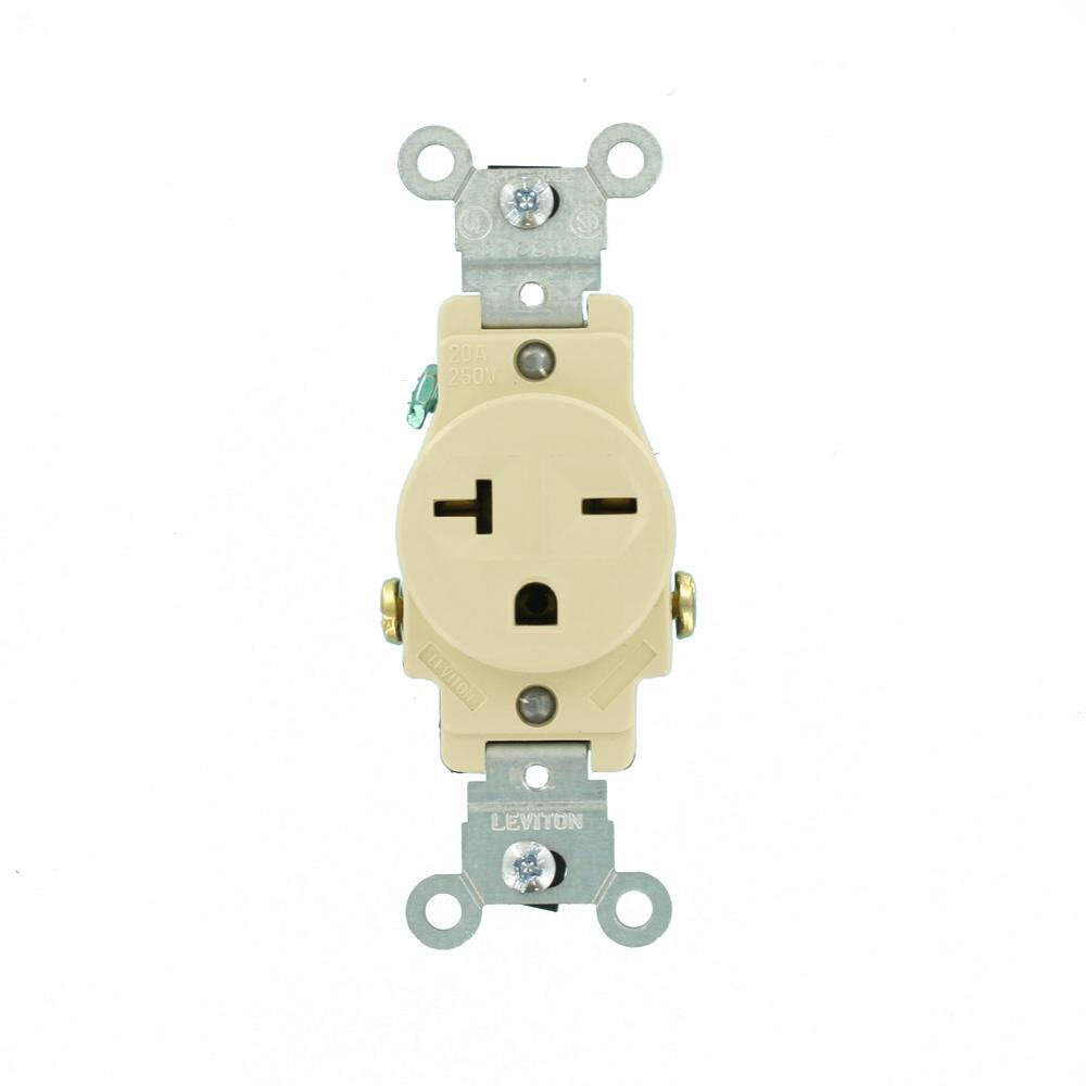 Leviton 20 Amp Commercial Grade Double-Pole Single Outlet Ivory R61-05821-0IS