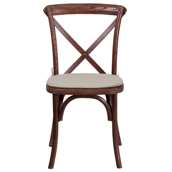 2 Pk. Stackable Wood Cross Back Chair with Cushion