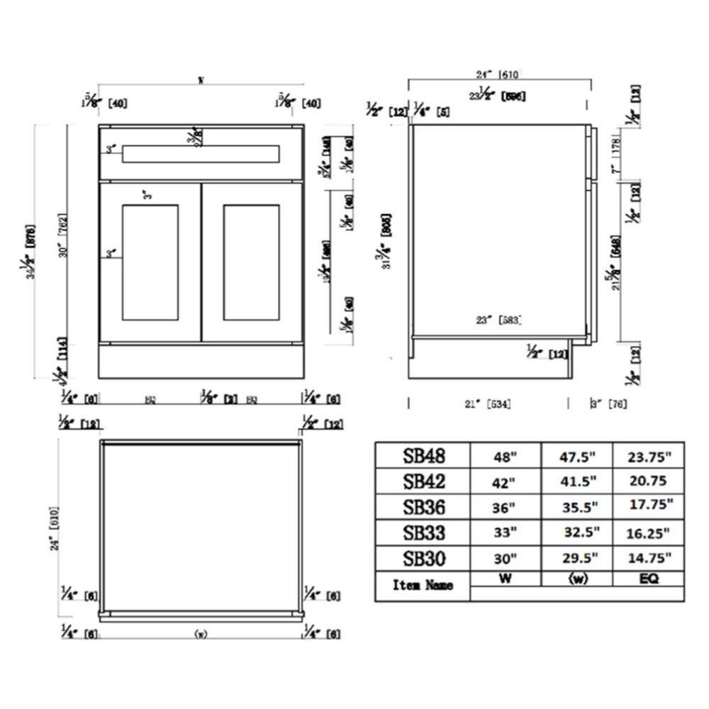 Design House Brookings Plywood Assembled Shaker 36x34.5x24 in. 2-Door Sink Base Kitchen Cabinet in Espresso 620286