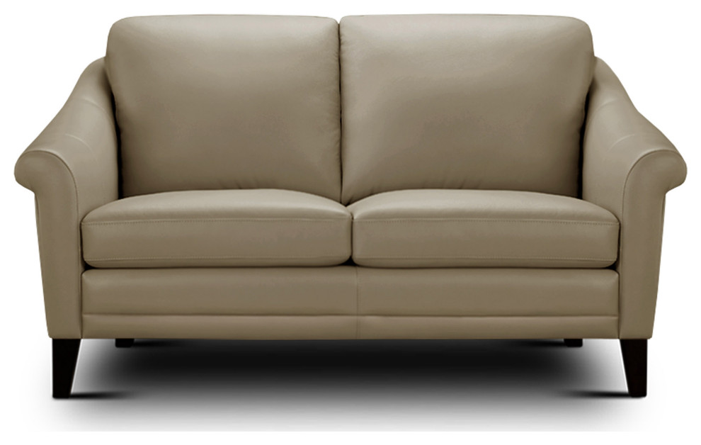 Sienna Genuine Leather Midcentury Modern Loveseat   Midcentury   Loveseats   by Hello Sofa Home  Houzz