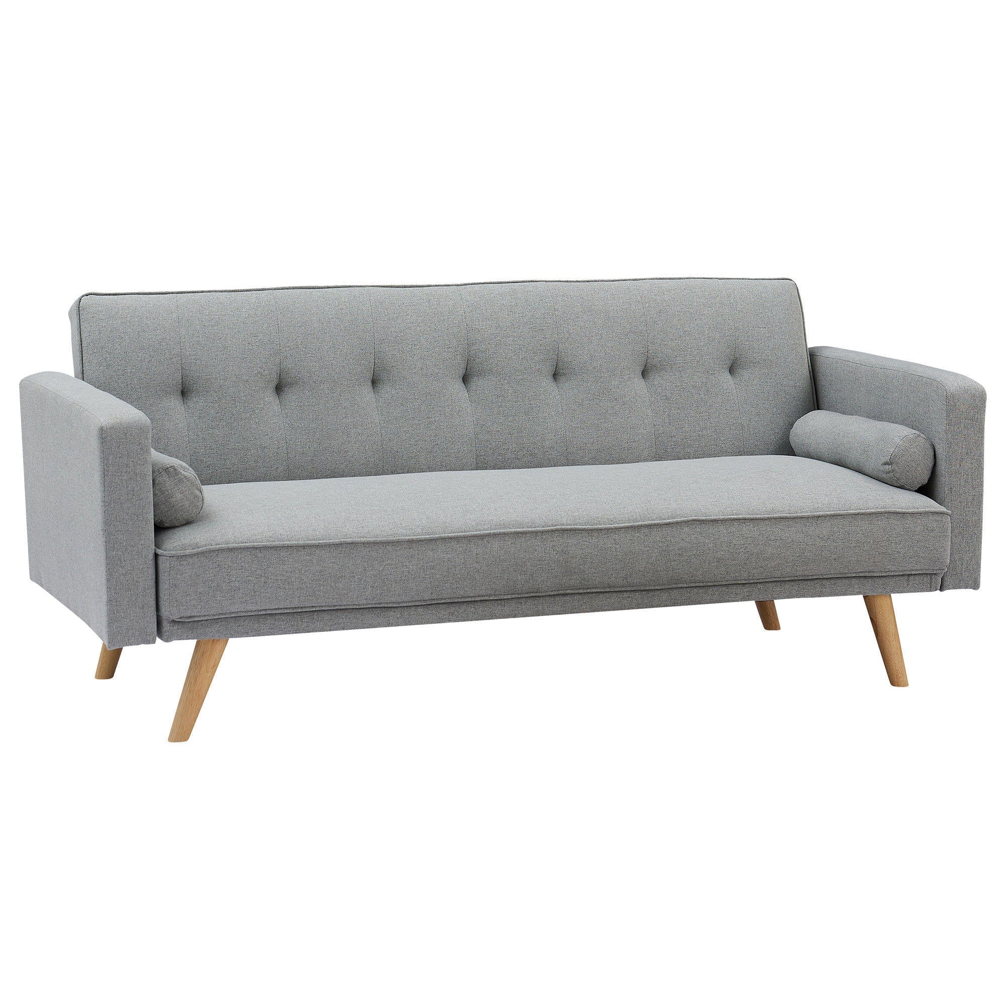 Futon Sofa Bed Upholstered Linen Sleeper Sofa with Adjustable Backrest Modern Design Convertible Futon Sofa Couch Multifunction Sleeper Sofa Bed Light Gray