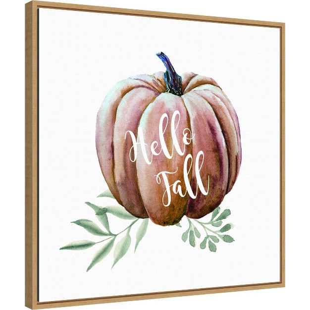 X 22 quot Hello Fall Pumpkin Watercolor Portfolio Framed Wall Canvas Amanti Art