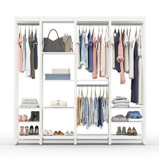 CLOSETS By LIBERTY 84 in. W White Adjustable Wood Closet System with 13-Shelves and 4-Rods HS4674-RW-07