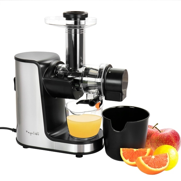 MegaChef Masticating Slow Juicer Extractor with Reverse Function， Cold Press Juicer Machine with Quiet Motor - Countertop