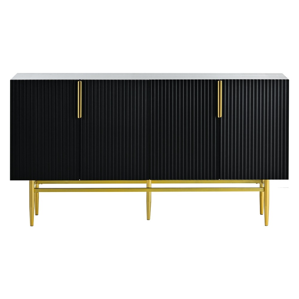 4 door Sideboard Gold Metal Handle Buffet Cabinet for Dining Room