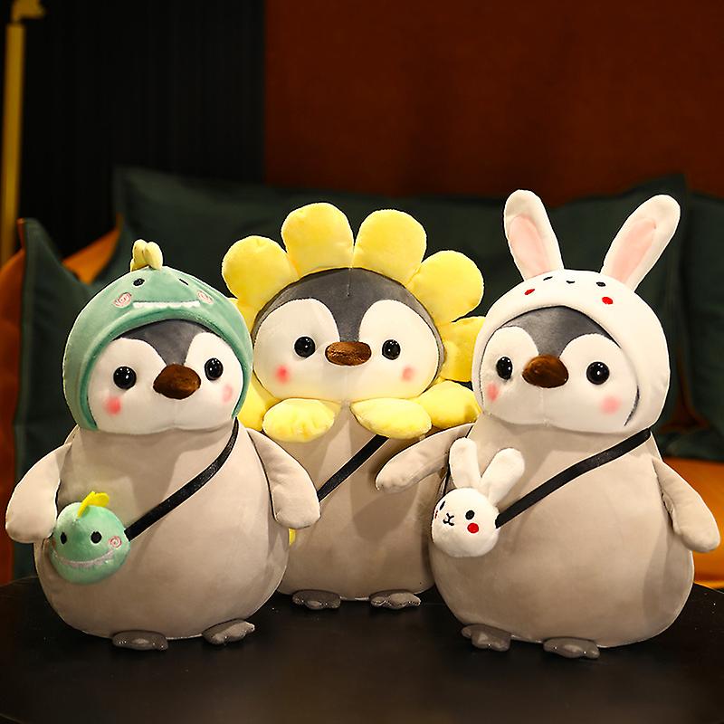 Cute Penguin Plush Toys Lovely Penguin Turn To Unicorn Dinosaur Flower Dolls Stuffed Soft Pillow Baby Girls Christmas Gift