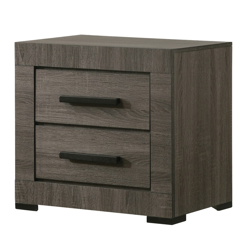 Nestore Contemporary Grey Wood 2 Drawer Nightstand by Furniture of America