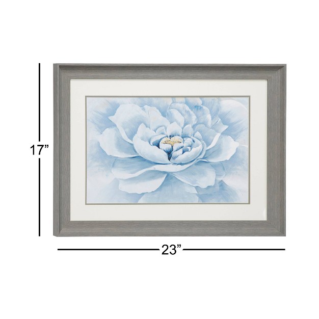 X 17 5 quot Peony Flower Print In Rectangular Gray Frame Blue Olivia amp May