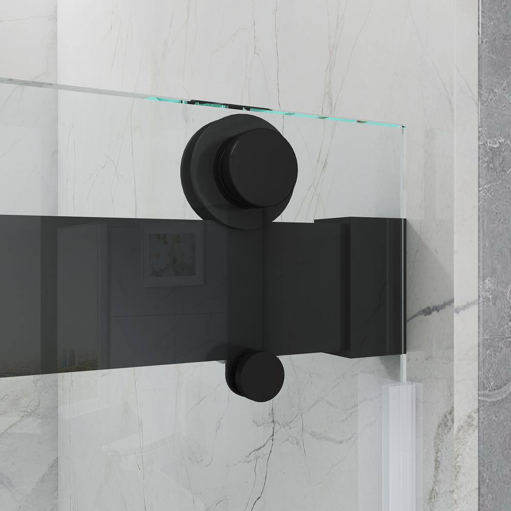 MCOCOD 60 in. W x 66 in. H Double Sliding Frameless Tub Door in Matte Black with Soft-Closing and 38 in. (10 mm) Clear Glass DS13-60x66-BL