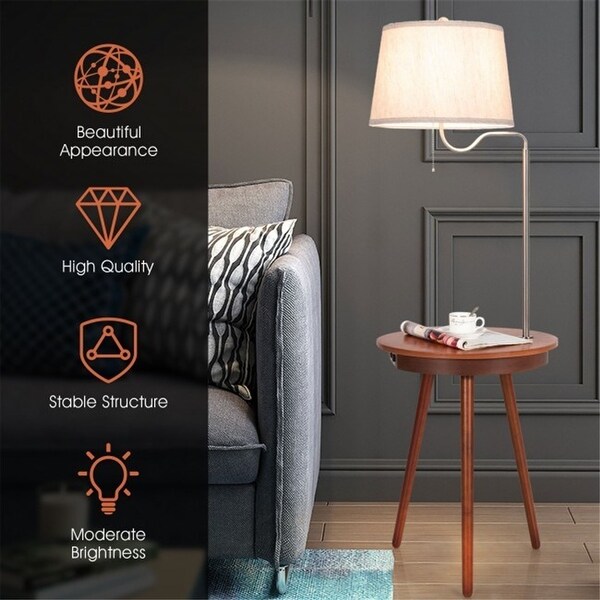 End Table Floor Lamp Table Lighting Wireless， Side Table with Charger