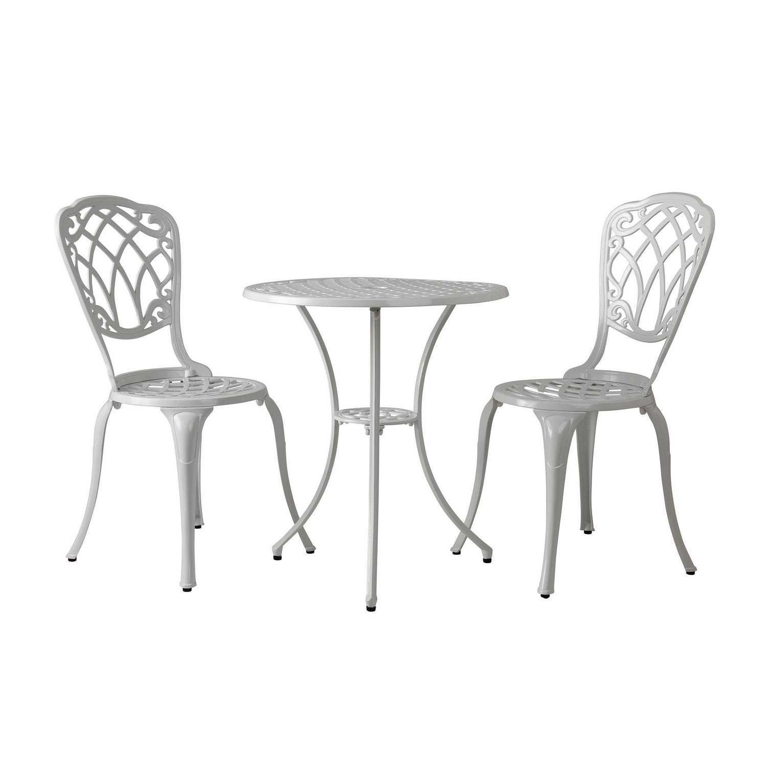 Patio Sense Palisade Aluminum Bistro Set in White