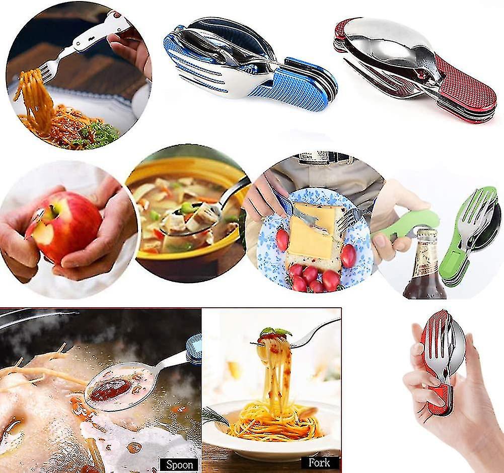 2pcs Outdoor Camping Multi-purpose Dinning Knife Stainless Steel Detachable Dinning Spoon Camping Combination Tableware