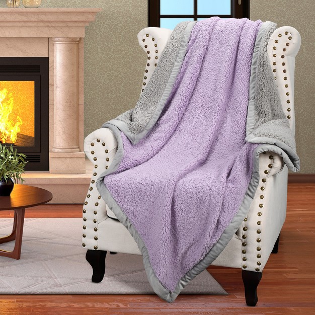 Catalonia Reversible Lavender Throw Blanket Super Soft Fluffy Blanket For Couch Fuzzy Comfy Warm Throws Comfort Caring Gift 50x60 Inches