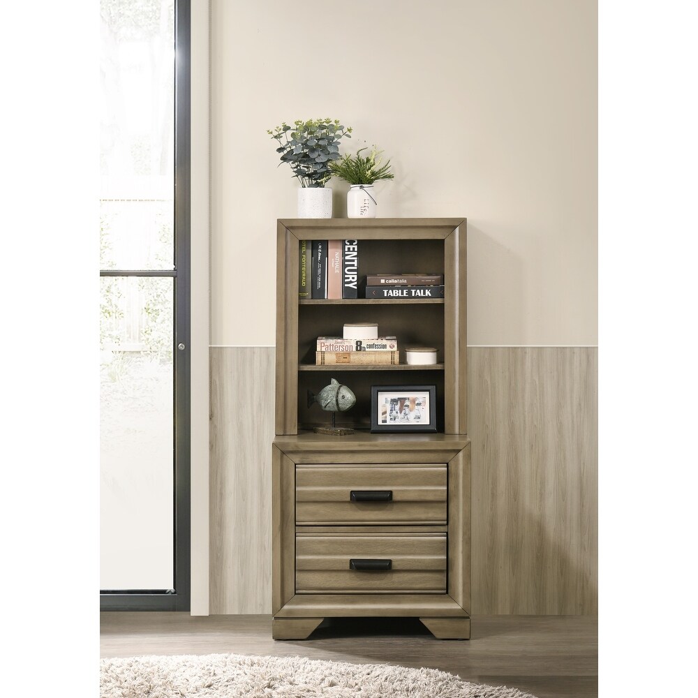 Roundhill Furniture Loiret Rubbed Gray Oak Finish Wood Storage Platform WallBed with Dresser and Mirror