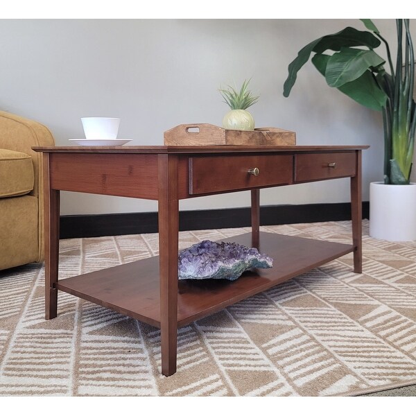 Solid Bamboo Coffee Table with Drawers