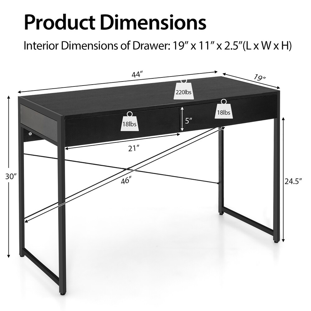 Costway Computer Desk Metal Frame Study Table Home Office Workstation
