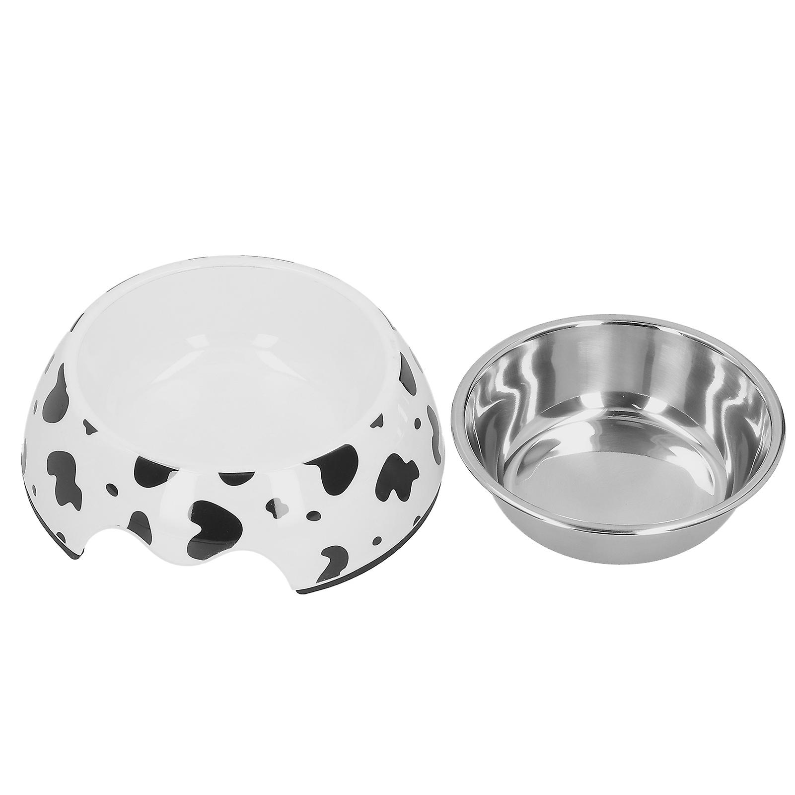 Dog Food And Water Bowl Antislip Base Stainless Steel Pet Bowl With Cute Cow Textures Cow Texture