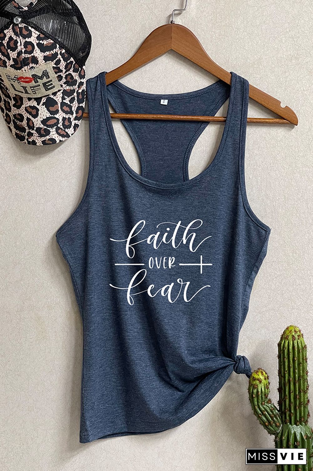 Faith Over Fear Printed Sleeveless Tank Top Wholesale