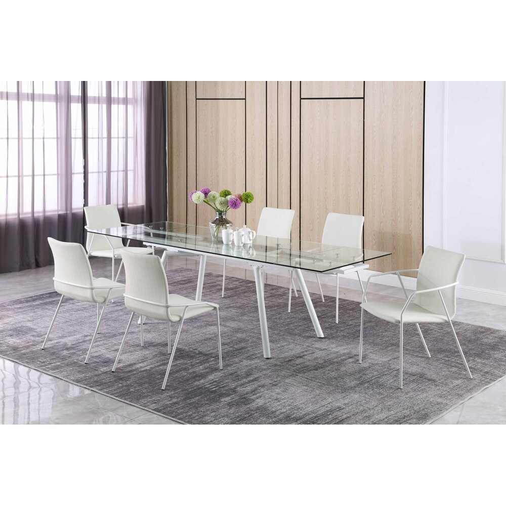 Somette Contemporary Dining Set with Extendable Glass Table