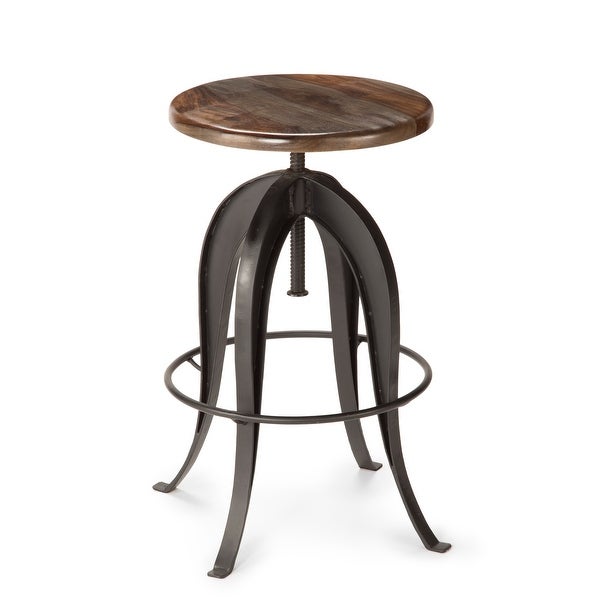 Seoni Russet Sheesham Wood Iron Adjustible-height Stool by Greyson Living