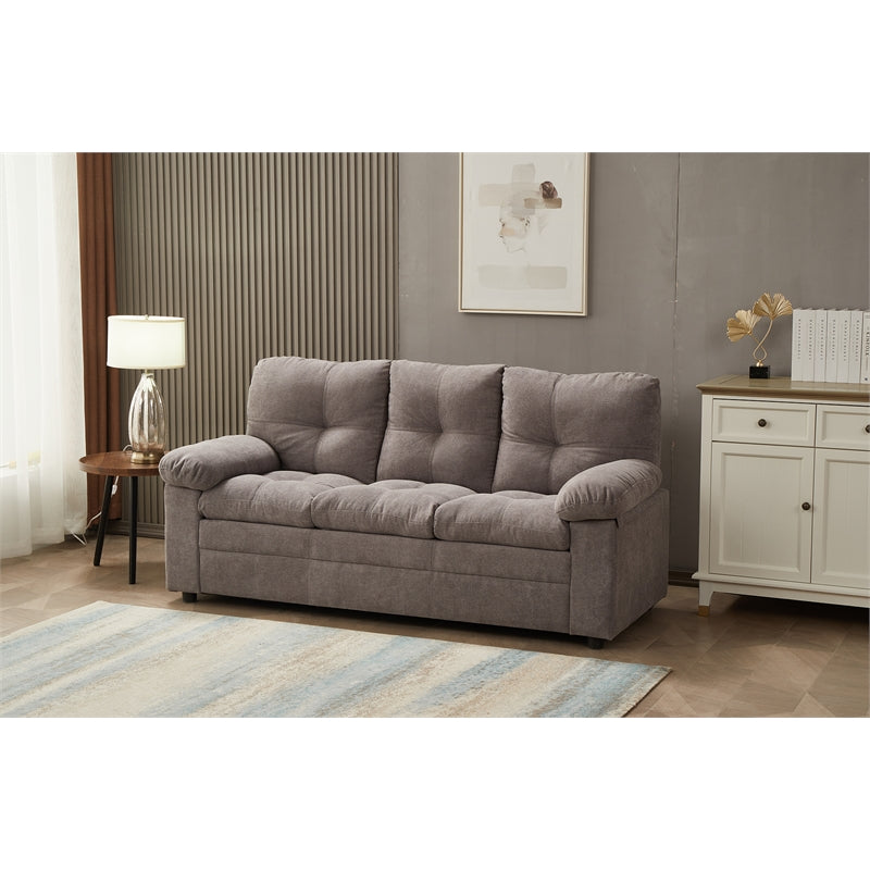 Kingway Furniture Plaencia Linen Living Room Sofa in Light Gray