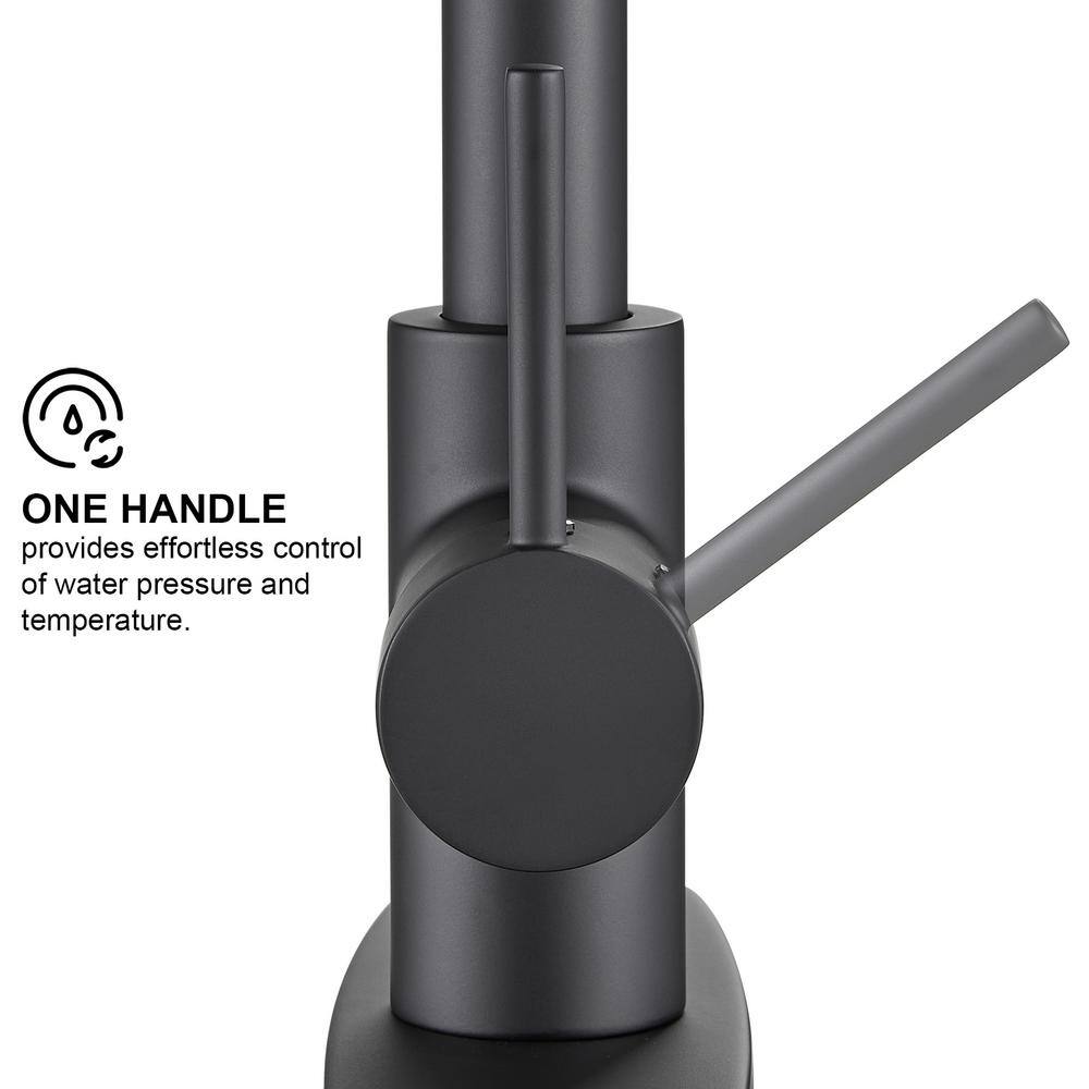 Zalerock Sensor Single-Handle Pull-Down Sprayer Kitchen Faucet in Matte Black WTHG003