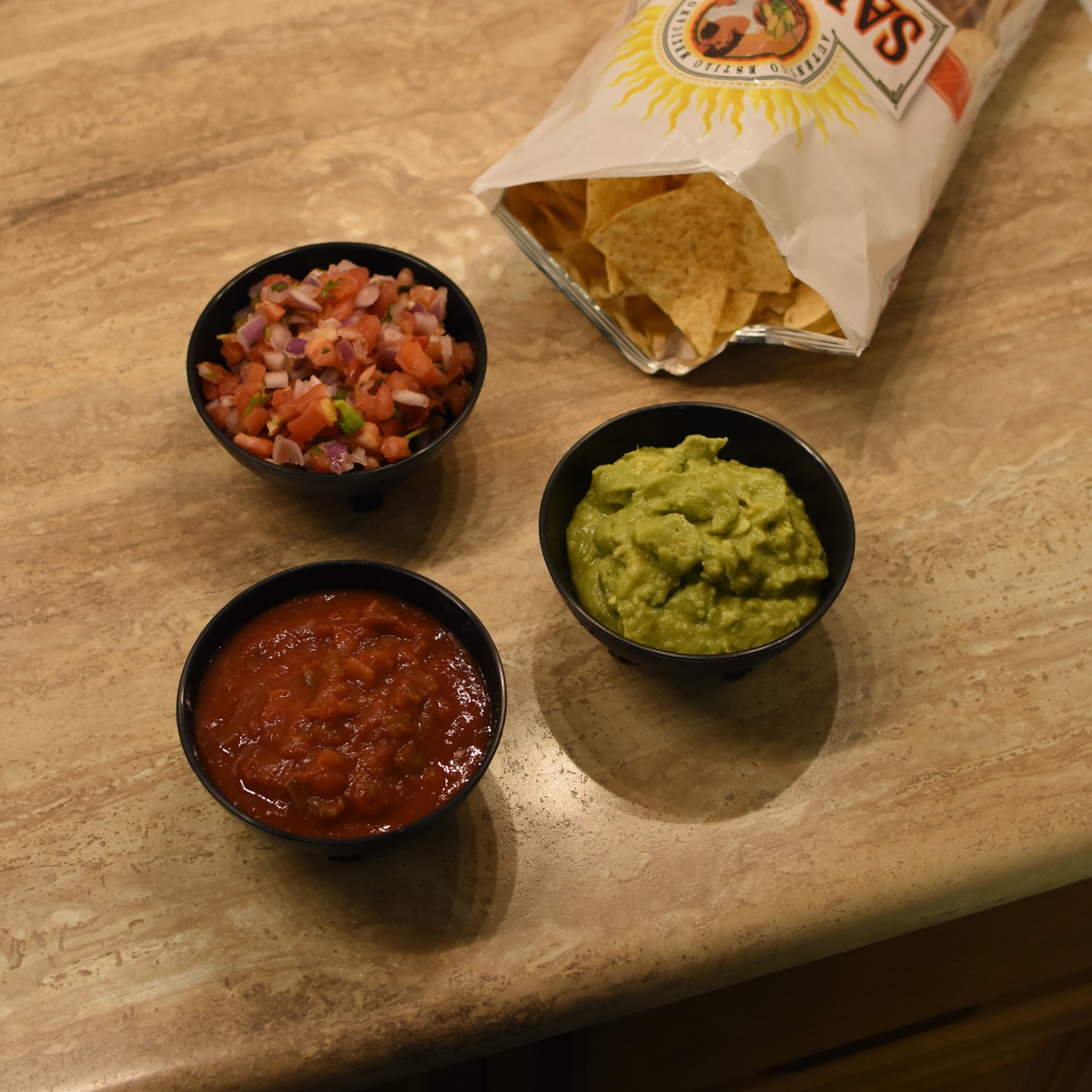 3 Pc Salsa Guacamole Queso Dip Serving Bowls Party Food Condiment Molcajete Dishes