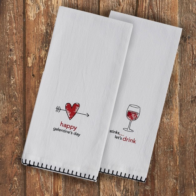 Split P Happy Galentine x27 s Day And Love Stinks Lets Drink Dishtowel Bundle Of 2