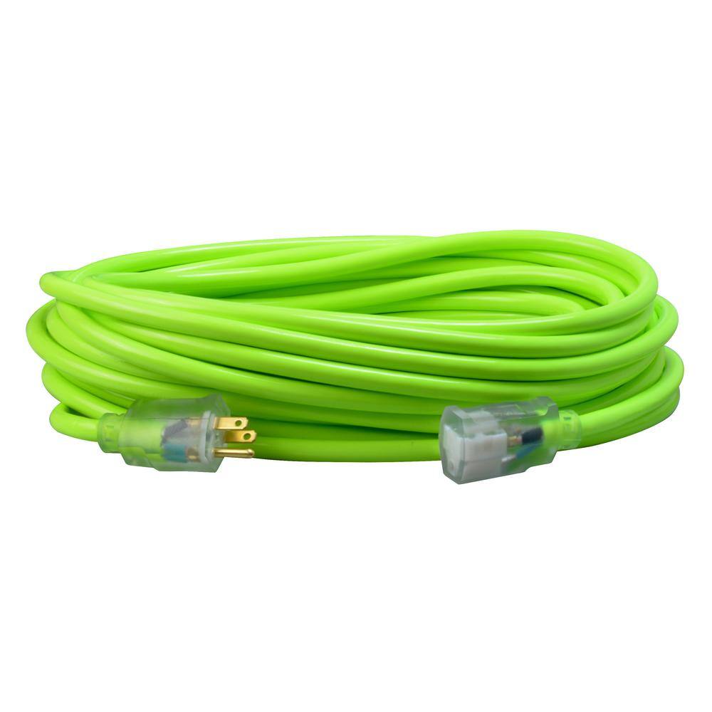 Southwire 25 ft. 123 SJTW Hi-Visibility Outdoor Heavy-Duty Extension Cord with Power Light Plug 2577SW000X