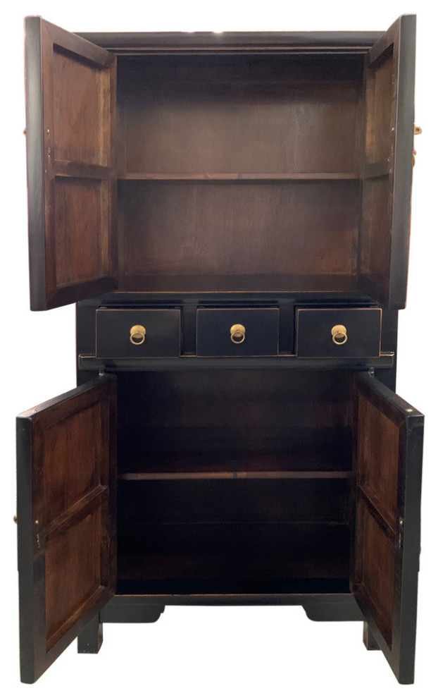 59 quotChinese Chest On Chest Finished  Black Lacquer   Asian   Accent Chests And Cabinets   by Oriental Furnishings  Houzz