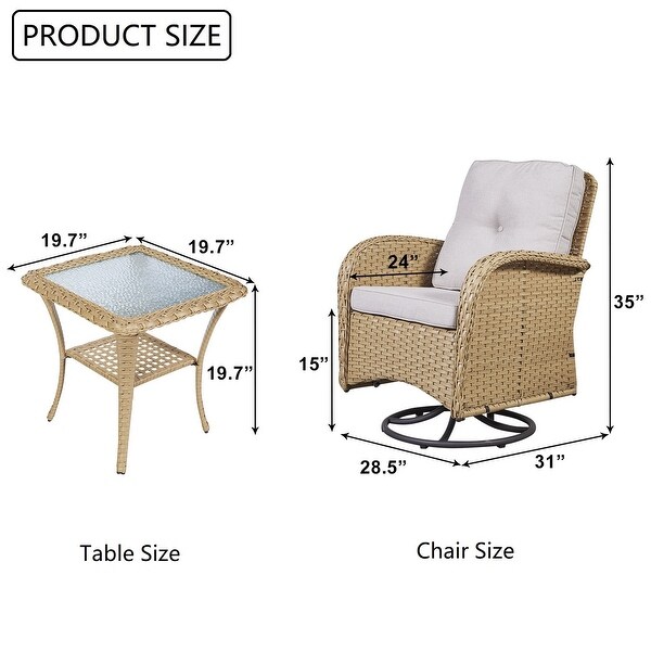 Swivel Patio Chair and Table 3 Piece Outdoor Furniture Set