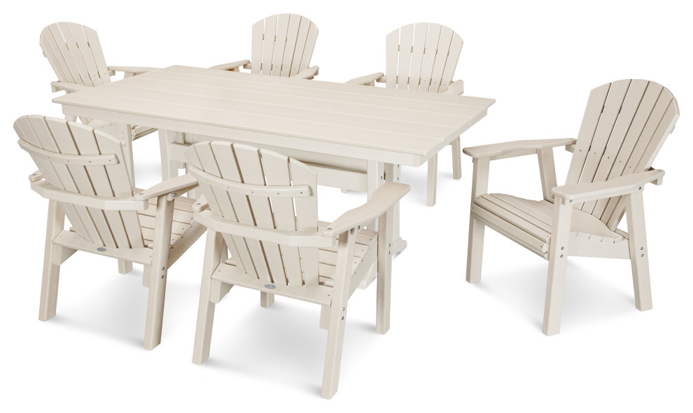 POLYWOOD 7 Piece Seashell Dining Set   Beach Style   Outdoor Dining Sets   by POLYWOOD  Houzz