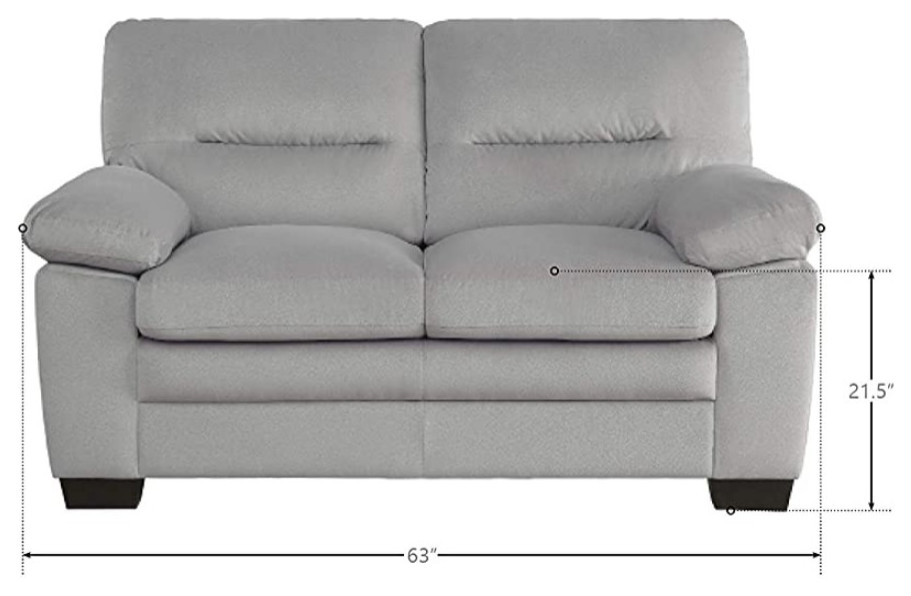 Comfortable Loveseat  Slightly Channel Tufted Back  ampOverstuffed Arms  Gray   Transitional   Loveseats   by Decor Love  Houzz