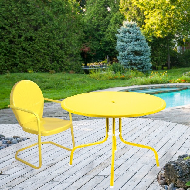 Northlight 39 25 inch Outdoor Retro Metal Tulip Dining Table Yellow