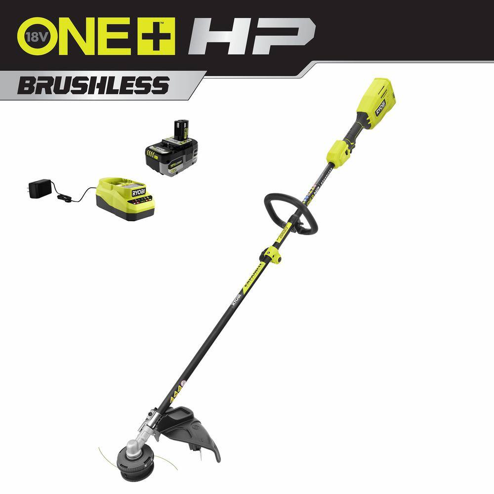 RYOBI ONE+ HP 18V Brushless 15 in. Attachment Capable String Trimmer with 6.0 Ah Battery and Charger P20220