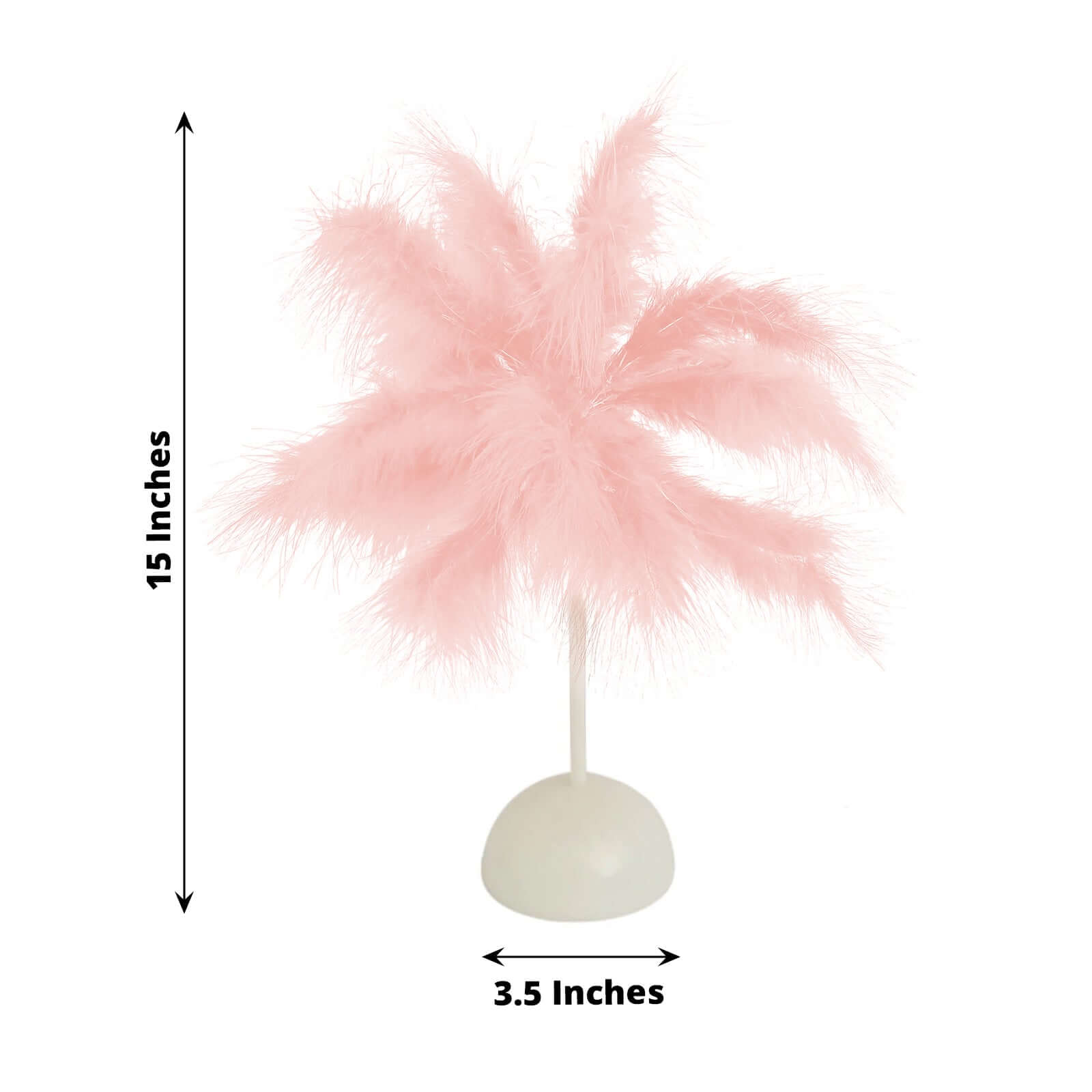 LED Blush Feather Table Lamp Desk Light, Battery Operated Cordless Wedding Centerpiece 15