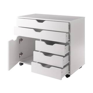 WINSOME WOOD Halifax White 3 Section Mobile Storage Cabinet 10633