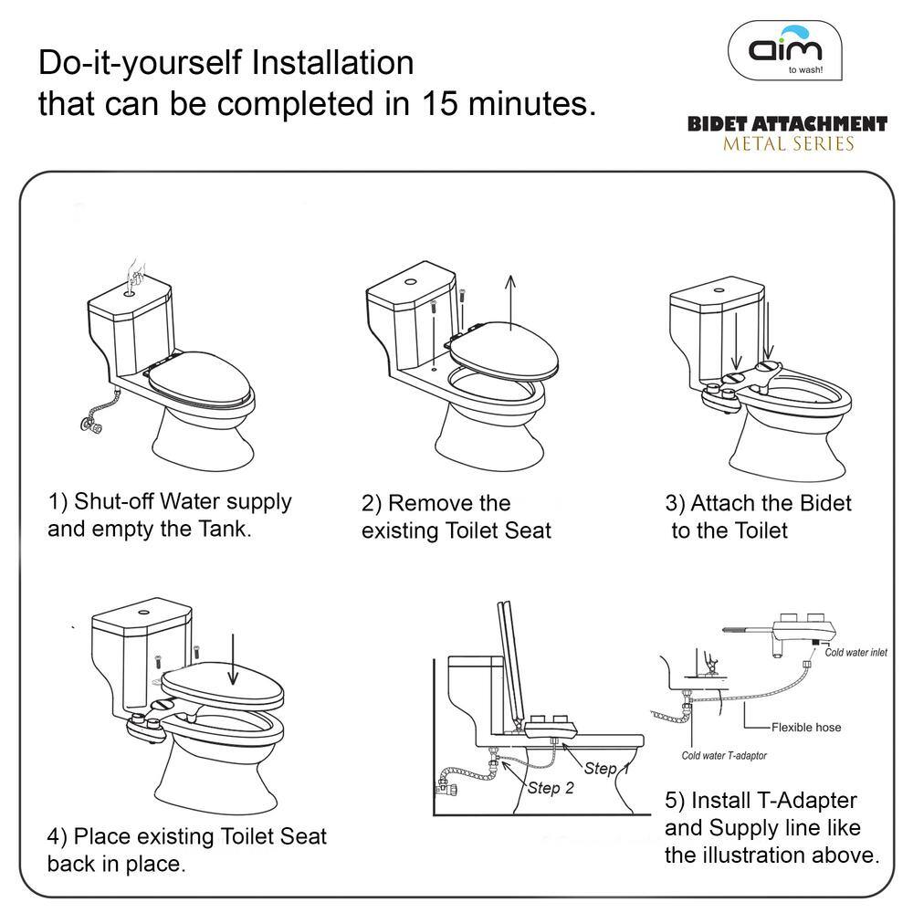 Aim to Wash! Dual Nozzle Non- Electric Bidet Attachment in White 17-3000