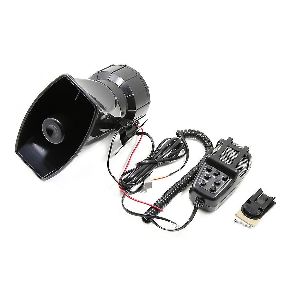 Black Car Megaphone 7 Tone Alarm Horn 12v 110db Loud Speaker Fire Alarm Ambulance Blaring Police Siren