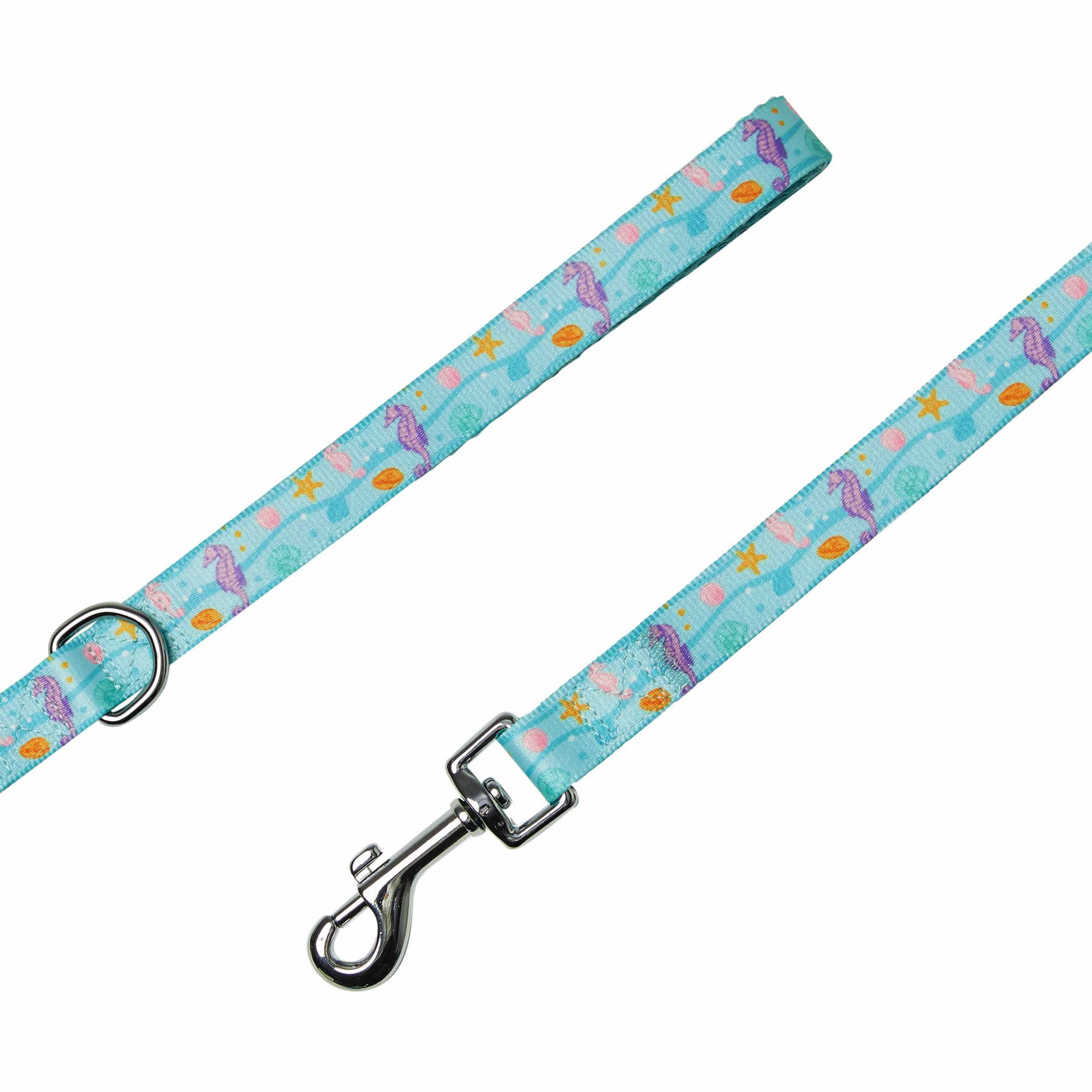 Blueberry Pet Seahorse and Friends Print Dog Leash， 5 ft.， Small