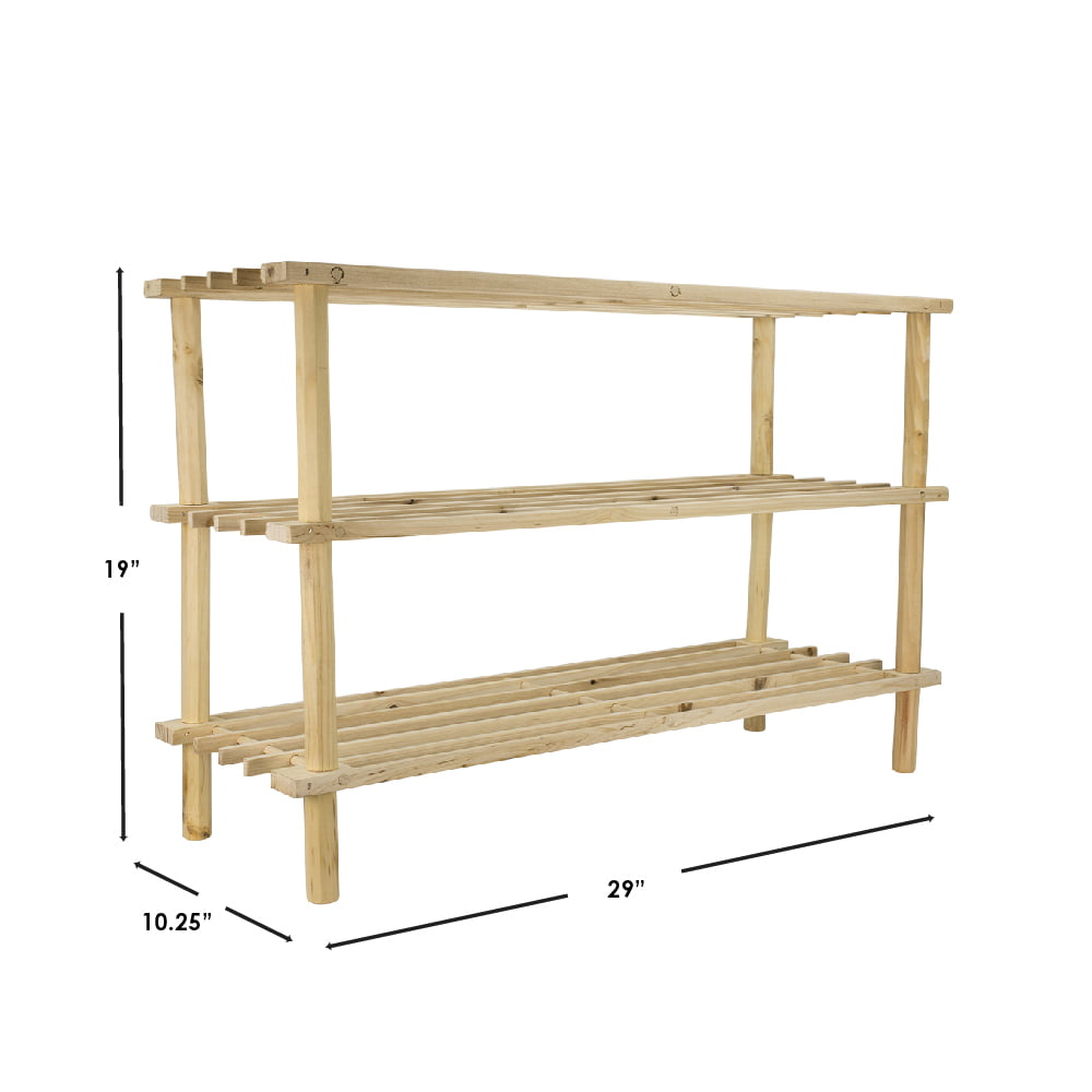 Home Basics 3 Tier Wooden Shoe Rack