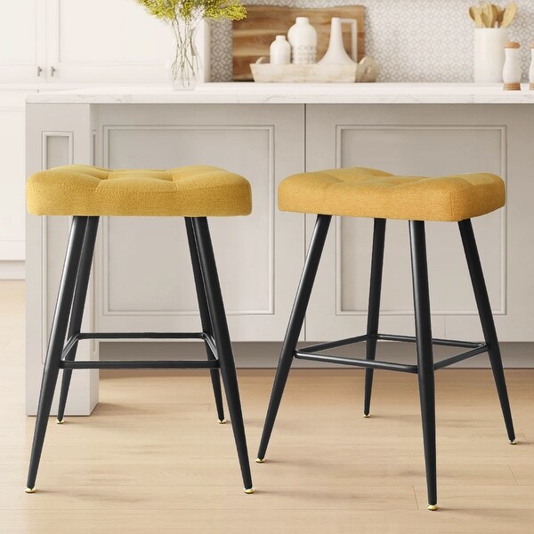 KOSSMAI Set of 2 Upholstered Fabric Counter Bar Stool