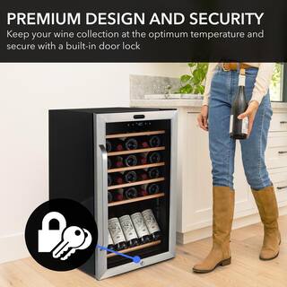 Whynter 34-Bottle Freestanding Stainless Steel Wine Refrigerator with Display Shelf and Digital Control FWC-341TS