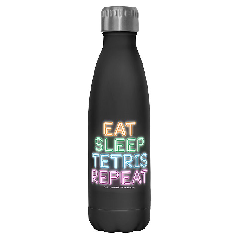 Tetris Eat Sleep Tetris Repeat Neon Sign 17-oz. Stainless Steel Water Bottle