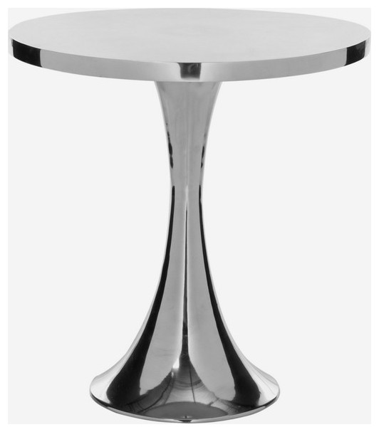 Liam Aluminum Round Top Side Table Silver   Contemporary   Side Tables And End Tables   by AED Luxury Home Decor  Houzz