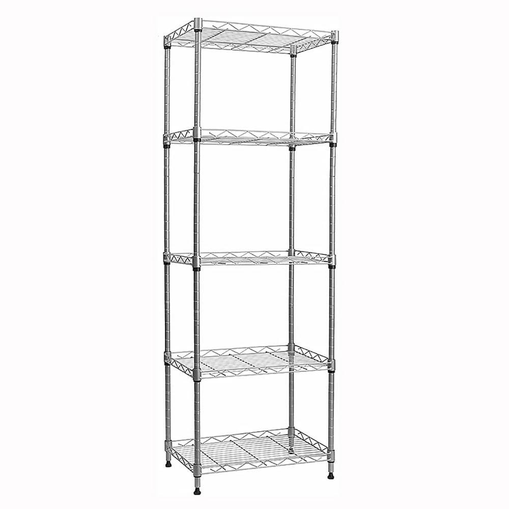 Silver 5-Tier Metal Garage Storage Shelving Unit (16.6 in. W x 53.5 in. H x 11.8 in. D) shelve-588